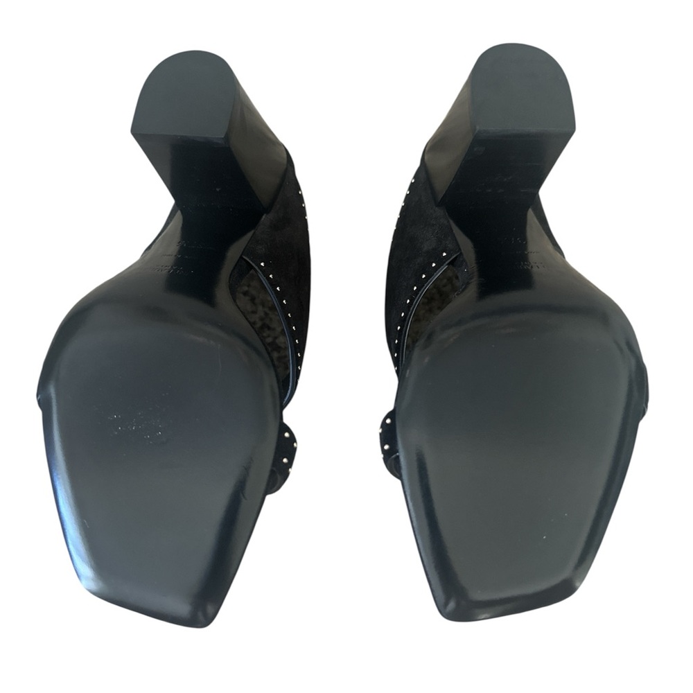 Saint Laurent Black Ladies Oak Mule Suede Studded Sandal Shoe Sz 37.5 NWOT NEW - Picture 8 of 16